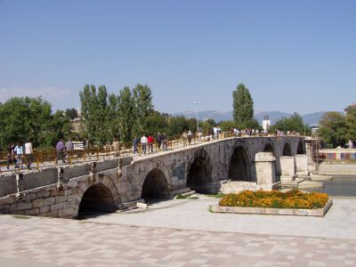 Skopje: The old Turkish bridge over the river Vardar