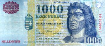 Hungarian Money: 1000 Forint bill