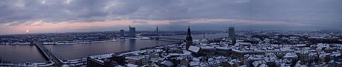 Panorama of Riga and the river Daugava