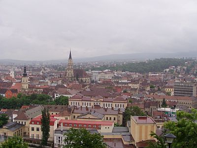 Cluj-Napoca: View over the river and the centre of town