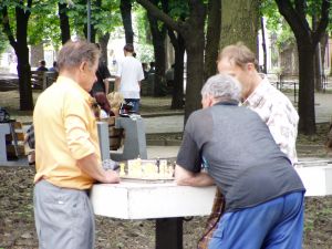 Good times: Hanging around in parks, playing chess